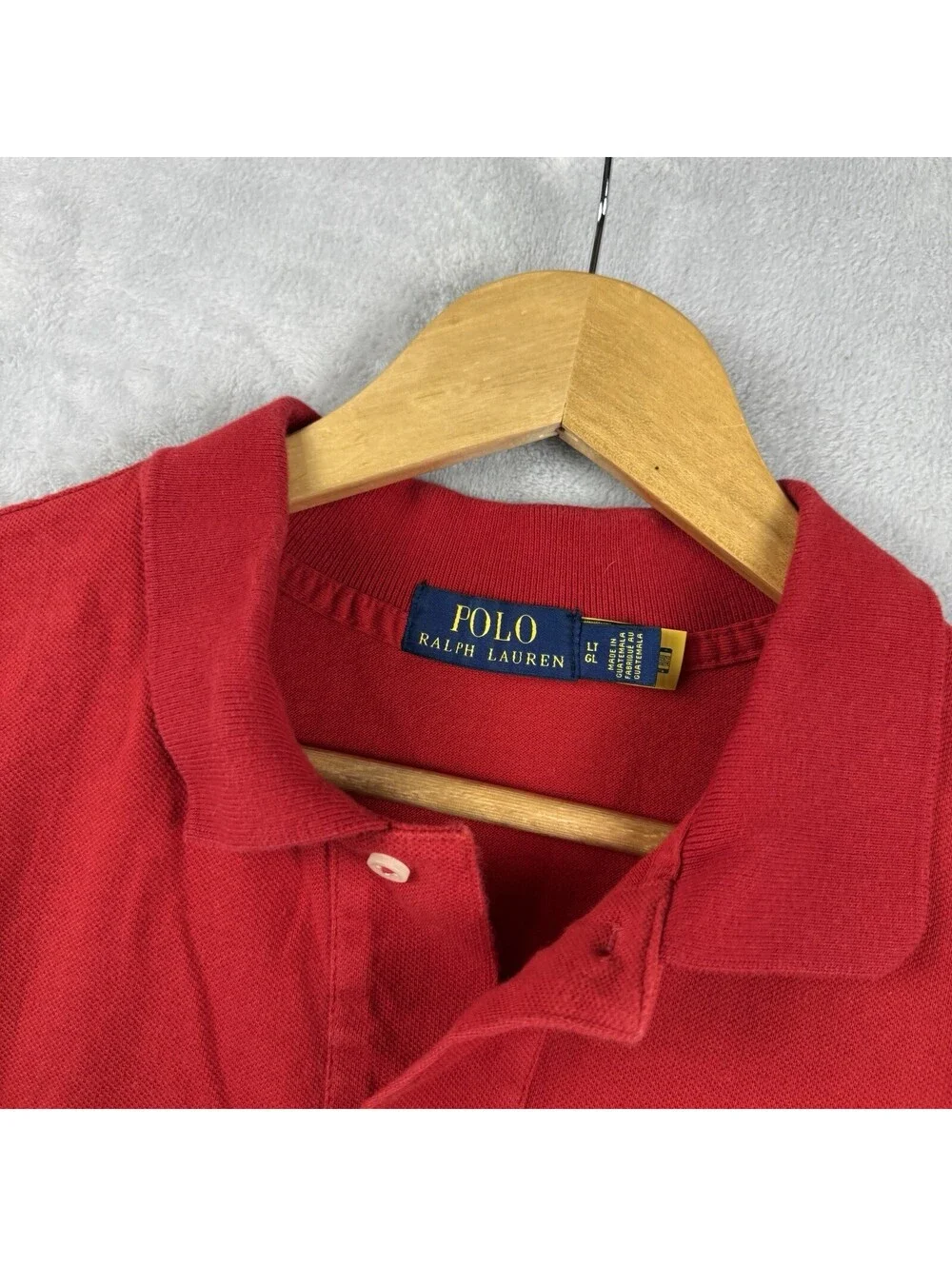 Polo Ralph Lauren Men’s Large Red Pique Polo Shirt Blue Pony Logo Preppy Classic
